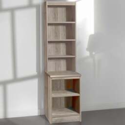 R White Cabinets 6 Shelf Grey Desk Height Bookcase with Hutch - Size: 182.8 x 47.9 x 54cm - Wilko