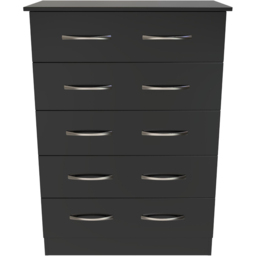 Crowndale Avon 5 Drawer Matt Black Chest of Drawers Ready Assembled - Black Matt - Wilko - thumbnail 3