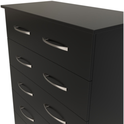 Crowndale Avon 5 Drawer Matt Black Chest of Drawers Ready Assembled - Black Matt - Wilko - thumbnail 6