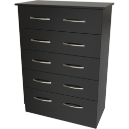 Crowndale Avon 5 Drawer Matt Black Chest of Drawers Ready Assembled - Black Matt - Wilko - thumbnail 5