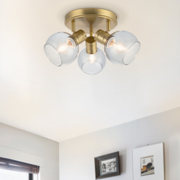 Cosylyte Hilston 3 Light Smoky Glass Shade Gold Spotlight with Metal Base - Size: 34.5 x 35.5 x 16cm - Wilko - thumbnail 3