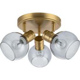 Cosylyte Hilston 3 Light Smoky Glass Shade Gold Spotlight with Metal Base - Size: 34.5 x 35.5 x 16cm - Wilko
