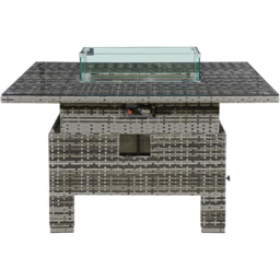 RoyalFire Icarus Walnut Grey Rattan Rising Firepit Table - Size: 55-75 x 132 x 88cm - Brown - Wilko - thumbnail 4