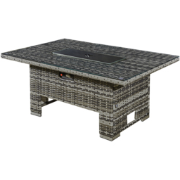 RoyalFire Icarus Walnut Grey Rattan Rising Firepit Table - Size: 55-75 x 132 x 88cm - Brown - Wilko - thumbnail 5
