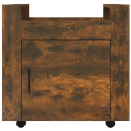 vidaXL Single Door Single Shelf Smoked Oak Wooden Desk Trolley - Size: 60 x 60 x 45cm - Brown - Wilko - thumbnail 7