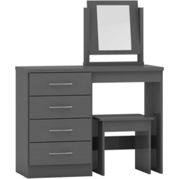 Seconique Nevada Grey 3D Effect Dressing Table Set with Mirror - Size: 40 x 100 x 77cm - Wilko - thumbnail 3