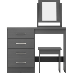 Seconique Nevada Grey 3D Effect Dressing Table Set with Mirror - Size: 40 x 100 x 77cm - Wilko - thumbnail 4
