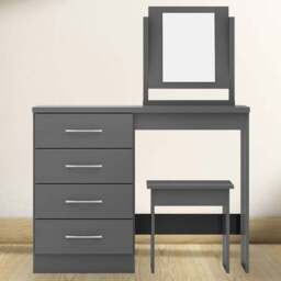 Seconique Nevada Grey 3D Effect Dressing Table Set with Mirror - Size: 40 x 100 x 77cm - Wilko