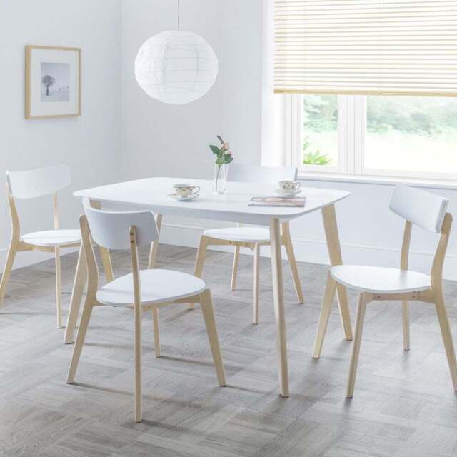 Julian Bowen Casa Set of 4 White and Oak Dining Chair - Wilko - image 1