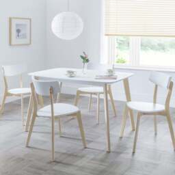 Julian Bowen Casa Set of 4 White and Oak Dining Chair - Wilko