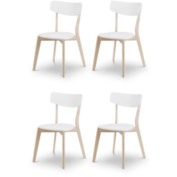 Julian Bowen Casa Set of 4 White and Oak Dining Chair - Wilko - thumbnail 3