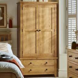 Julian Bowen Marlborough 2 Door 2 Drawer Oak Combination Wardrobe - Size: 2 Door, 2 Drawer - Wood - Wilko - thumbnail 1