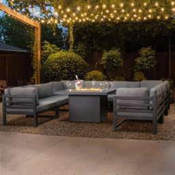 MonsterShop Modular Garden Furniture Set with Fire Pit - Grey - Wilko