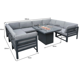 MonsterShop Modular Garden Furniture Set with Fire Pit - Grey - Wilko - thumbnail 7