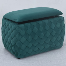 Artemis Home Plumeo Dark Green Velvet Storage Ottoman - Size: 45 x 65 x 43cm - Wilko