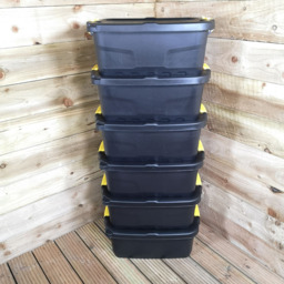 Samuel Alexander 24L Storage Box with Clips 6 Pack - Size: 20 x 38 x 50cm - Black - Wilko - thumbnail 3