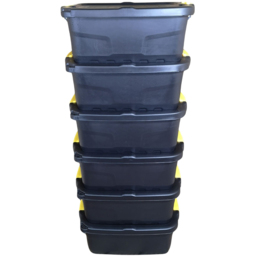 Samuel Alexander 24L Storage Box with Clips 6 Pack - Size: 20 x 38 x 50cm - Black - Wilko - thumbnail 1