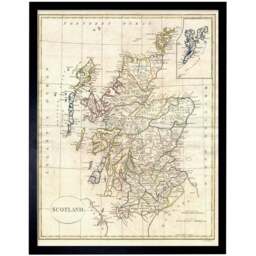 Wee Blue Coo Vintage 1799 Clement Cruttwell Scotland Map Framed Wall Art Print 30 x 41cm - Size: 43.3 x 33.3 x 1.5cm - Cream - Wilko - thumbnail 1