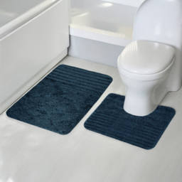 Velosso Linear Indigo Bath Mat Set - Size: 50 x 80 x 1cm - Green - Wilko - thumbnail 3