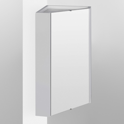 nuie Mayford Single Door Gloss White Floor Standing Wall Hung Corner Mirror Cabinet - Size: 650 x 324 x 324mm - Wilko - thumbnail 1
