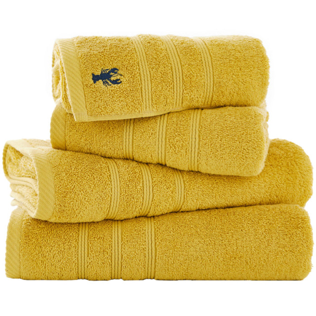 Lobster Creek Kaleidoscope Combed Cotton Ochre Bath Sheet - Size: 90 x 140cm - Yellow - Wilko