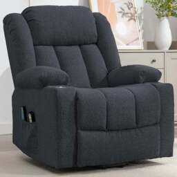 Artemis Home Lovell Dark Grey Massage and Heat Electric Recliner Chair - Size: Single - Wilko