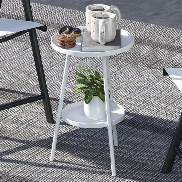 Outsunny Single Shelf White Round Garden Coffee Table - Size: 51 x 32 x 32cm - Wilko - image 1