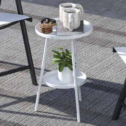Outsunny Single Shelf White Round Garden Coffee Table - Size: 51 x 32 x 32cm - Wilko