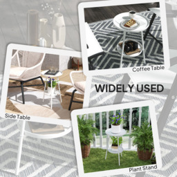 Outsunny Single Shelf White Round Garden Coffee Table - Size: 51 x 32 x 32cm - Wilko - thumbnail 7