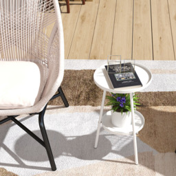 Outsunny Single Shelf White Round Garden Coffee Table - Size: 51 x 32 x 32cm - Wilko - thumbnail 4