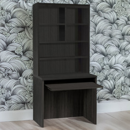 R White Cabinets 6 Shelf Home Office Desk with Keyboard Tray and Hutch Black - Size: 182.8 x 85 x 54cm - Wilko - thumbnail 1