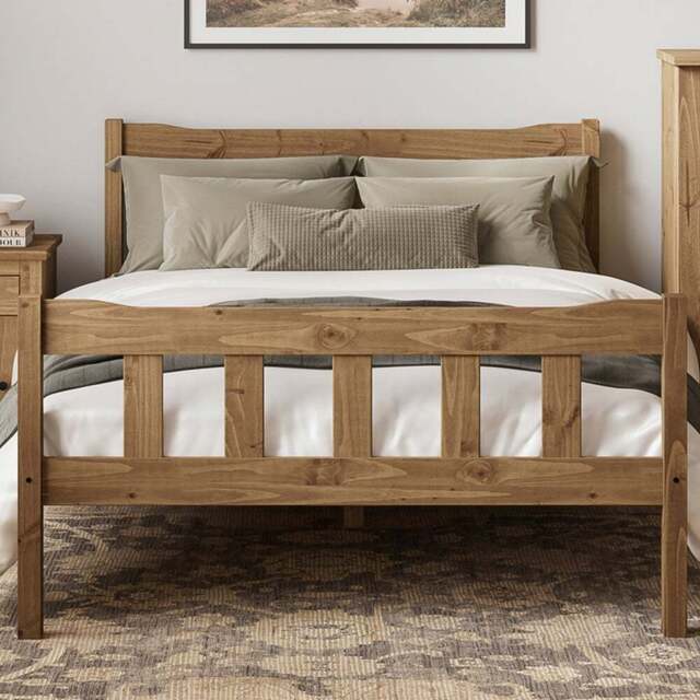 Havana King Size Pine Bed Frame - Brown - LPD Home - Wilko - image 1