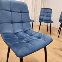 Denver Set of 4 Blue Velvet Dining Chairs - Wilko - thumbnail 5