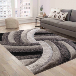 Desire Rug Modern Grey Swirl Shimmer Soft Shaggy Area Rug 60 x 220cm - Desire Rugs - Wilko - thumbnail 6