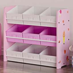 Playful Haven Pink 9 Baskets Kids Storage Unit - Size: 63 x 30 x 60cm - Wilko