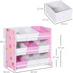 Playful Haven Pink 9 Baskets Kids Storage Unit - Size: 63 x 30 x 60cm - Wilko - thumbnail 7