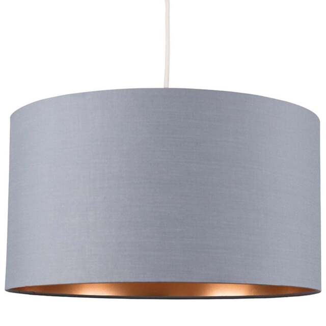 ValueLights Reni Grey and Metallic Copper XL Ceiling Drum Lamp Shade - Size: 45 x 25 x 45cm - Wilko - image 1