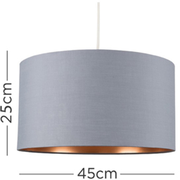 ValueLights Reni Grey and Metallic Copper XL Ceiling Drum Lamp Shade - Size: 45 x 25 x 45cm - Wilko - thumbnail 6