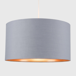 ValueLights Reni Grey and Metallic Copper XL Ceiling Drum Lamp Shade - Size: 45 x 25 x 45cm - Wilko - thumbnail 4