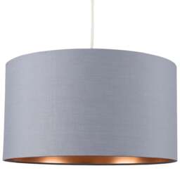 ValueLights Reni Grey and Metallic Copper XL Ceiling Drum Lamp Shade - Size: 45 x 25 x 45cm - Wilko