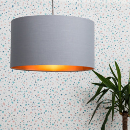 ValueLights Reni Grey and Metallic Copper XL Ceiling Drum Lamp Shade - Size: 45 x 25 x 45cm - Wilko - thumbnail 3