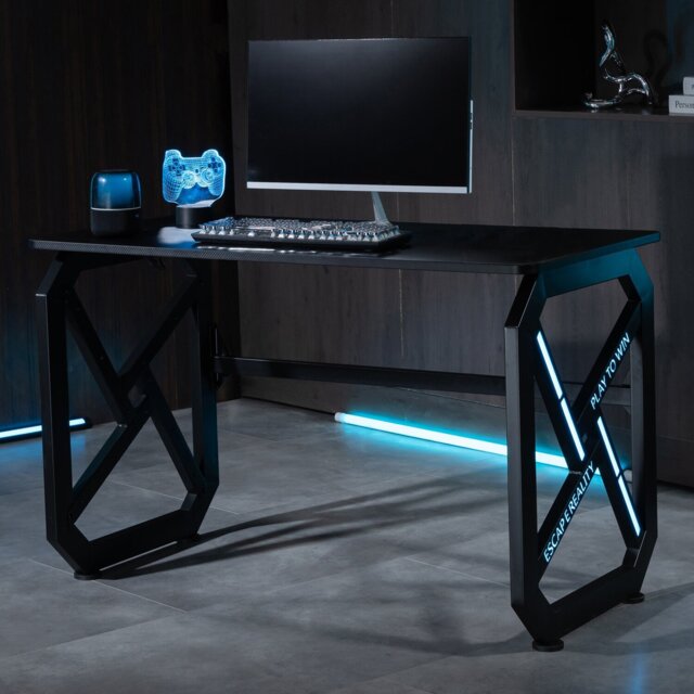 LED Gaming Desk with Remote ControlBlack - Wilko - image 1