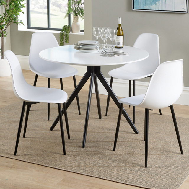 Core Products Aspen 4 Seater Round Dining Set White and White - Multi - Wilko - image 1
