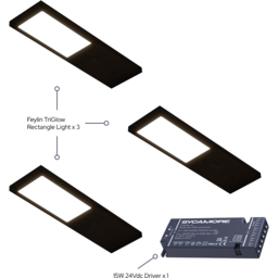 Sorrelis Feylin TriGlow Black Rectangle 3 Cabinet Light Kit - Size: 0.68 x 5 x 17.5cm - Wilko - thumbnail 4