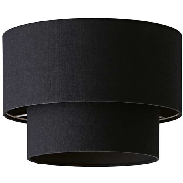 ValueLights Jodie 2 Tier Black Linen Drum Shade - Size: 20 x 30 x 30cm - Wilko - image 1