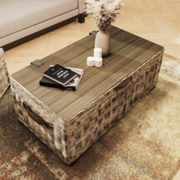 FWStyle Maya Grey Wash Handmade Lift Up Storage Coffee Table - Size: 45 x 120 x 65cm - Brown - Wilko - thumbnail 6