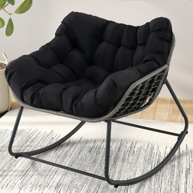 Costway Black Outdoor Rocking Chair with Removable Cushion - Size: 100 x 98 x 89cm - Wilko - image 1