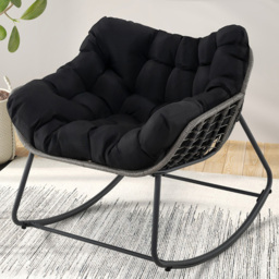 Costway Black Outdoor Rocking Chair with Removable Cushion - Size: 100 x 98 x 89cm - Wilko