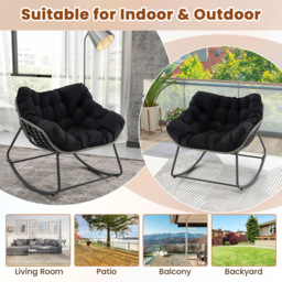 Costway Black Outdoor Rocking Chair with Removable Cushion - Size: 100 x 98 x 89cm - Wilko - thumbnail 7