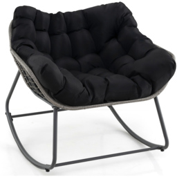Costway Black Outdoor Rocking Chair with Removable Cushion - Size: 100 x 98 x 89cm - Wilko - thumbnail 3